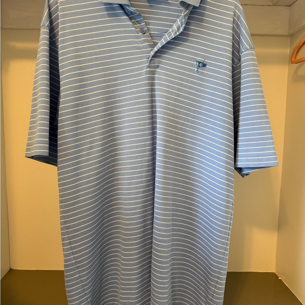 Men's XL Blue Striped Polo Golf Shirt - Ocean Reef Club